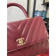 SMALL FLAP BAG WITH TOP HANDLE Chevrons Pattern Shiny Calfskin Burgundy Gold Metal High