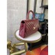 SMALL FLAP BAG WITH TOP HANDLE Chevrons Pattern Shiny Calfskin Gold Metal Burgundy High