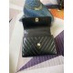 SMALL FLAP BAG WITH TOP HANDLE Chevrons Pattern Shiny Calfskin Gold Metal Black High