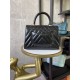 SMALL FLAP BAG WITH TOP HANDLE Chevrons Pattern Shiny Calfskin Gold Metal Black High