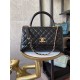 FLAP BAG WITH TOP HANDLE Shiny Calfskin Black Gold Metal High