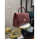 FLAP BAG WITH TOP HANDLE Chevrons Pattern Shiny Calfskin Gold Metal Burgundy High