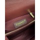 FLAP BAG WITH TOP HANDLE Chevrons Pattern Shiny Calfskin Burgundy Gold Metal High