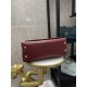 FLAP BAG WITH TOP HANDLE Chevrons Pattern Shiny Calfskin Gold Metal Burgundy High