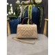 SMALL FLAP BAG WITH TOP HANDLE Chevrons Pattern Grained Calfskin Beige Gold Metal High