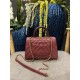 SMALL FLAP BAG WITH TOP HANDLE Chevrons Pattern Grained Calfskin Burgundy Gold Metal High