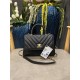 SMALL FLAP BAG WITH TOP HANDLE Chevrons Pattern Grained Calfskin Gold Metal Black High