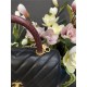 SMALL FLAP BAG WITH TOP HANDLE Chevrons Pattern Grained Calfskin Gold Metal Black High