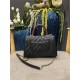 SMALL FLAP BAG WITH TOP HANDLE Chevrons Pattern Grained Calfskin Gold Metal Black High