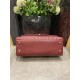 FLAP BAG WITH TOP HANDLE Chevrons Pattern Grained Calfskin Gold Metal Burgundy High