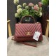 FLAP BAG WITH TOP HANDLE Chevrons Pattern Grained Calfskin Burgundy Gold Metal High