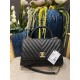 FLAP BAG WITH TOP HANDLE Chevrons Pattern Grained Calfskin Gold Metal Black High