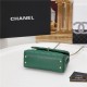 SMALL FLAP BAG WITH TOP HANDLE Grained Calfskin Gold Metal Green High