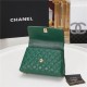 SMALL FLAP BAG WITH TOP HANDLE Grained Calfskin Gold Metal Green High