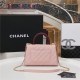 SMALL FLAP BAG WITH TOP HANDLE Grained Calfskin Gold Metal Pink High