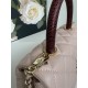 SMALL FLAP BAG WITH TOP HANDLE Grained Calfskin Pink Gold Metal High