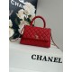 SMALL FLAP BAG WITH TOP HANDLE Grained Calfskin Gold Metal Red High