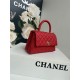 SMALL FLAP BAG WITH TOP HANDLE Grained Calfskin Gold Metal Red High