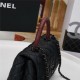 SMALL FLAP BAG WITH TOP HANDLE Grained Calfskin Black Metal Black High