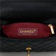 SMALL FLAP BAG WITH TOP HANDLE Grained Calfskin Gold Metal Black High