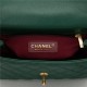 SMALL FLAP BAG WITH TOP HANDLE Grained Calfskin Gold Metal Green High