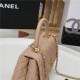 SMALL FLAP BAG WITH TOP HANDLE Grained Calfskin Gold Metal Beige High