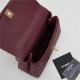 SMALL FLAP BAG WITH TOP HANDLE Grained Calfskin Gold Metal Burgundy High