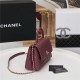 SMALL FLAP BAG WITH TOP HANDLE Grained Calfskin Gold Metal Burgundy High