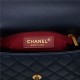 SMALL FLAP BAG WITH TOP HANDLE Grained Calfskin Gold Metal Navy High