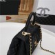 SMALL FLAP BAG WITH TOP HANDLE Grained Calfskin Gold Metal Black High