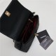 SMALL FLAP BAG WITH TOP HANDLE Grained Calfskin Gold Metal Black High