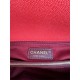 FLAP BAG WITH TOP HANDLE Grained Calfskin Gold Metal Red High