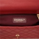 FLAP BAG WITH TOP HANDLE Grained Calfskin Gold Metal Red High