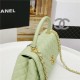 FLAP BAG WITH TOP HANDLE Grained Calfskin Gold Metal Green High