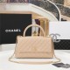 FLAP BAG WITH TOP HANDLE Grained Calfskin Gold Metal Beige High