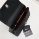 FLAP BAG WITH TOP HANDLE Grained Calfskin Gold Metal Black High