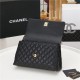 FLAP BAG WITH TOP HANDLE Grained Calfskin Black Gold Metal High