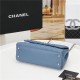 FLAP BAG WITH TOP HANDLE Grained Calfskin Blue Gold Metal High