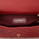 FLAP BAG WITH TOP HANDLE Grained Calfskin Gold Metal Red High