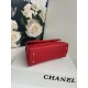 FLAP BAG WITH TOP HANDLE Grained Calfskin Gold Metal Red High