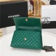 FLAP BAG WITH TOP HANDLE Grained Calfskin Gold Metal Green High