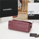 FLAP BAG WITH TOP HANDLE Grained Calfskin Gold Metal Burgundy High