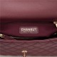 FLAP BAG WITH TOP HANDLE Grained Calfskin Gold Metal Burgundy High