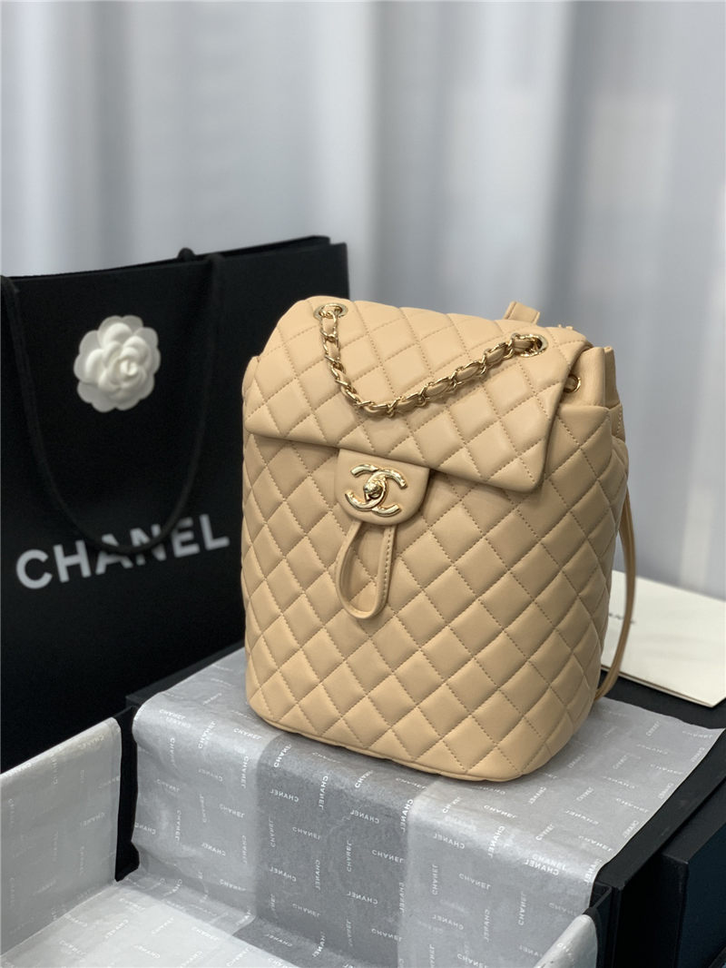 Chanel Small Backpack Lambskin 91120 Gold-Metal Nude High