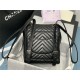 Chanel Small Backpack Chevrons Pattern Lambskin 91120 Silver-Metal Black High