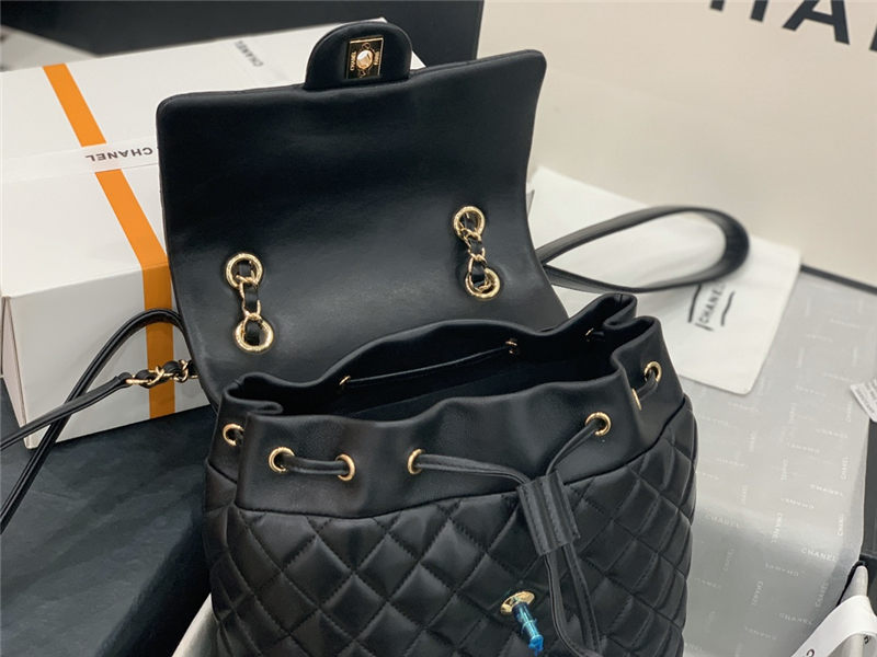 Chanel Medium Backpack Lambskin 91121 Gold-Metal Black High