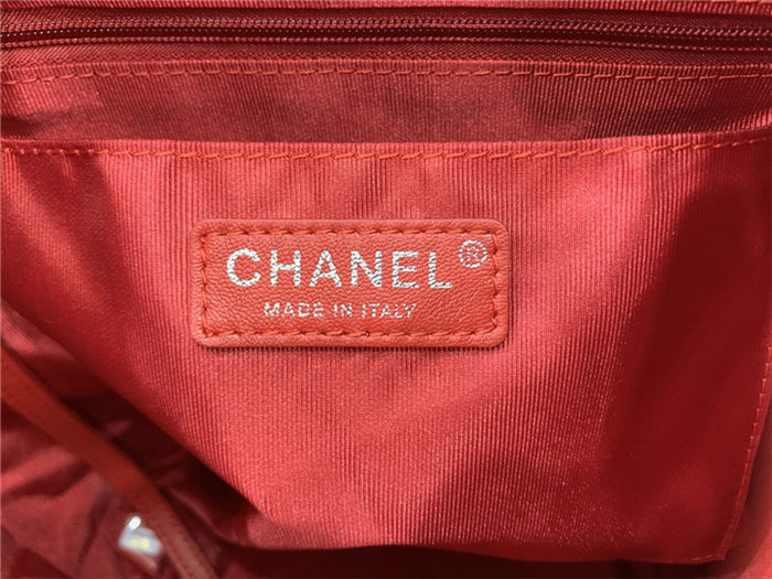 Chanel Medium Backpack Lambskin 91121 Silver-Metal Red High