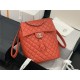 Chanel Medium Backpack Lambskin 91121 Silver-Metal Red High