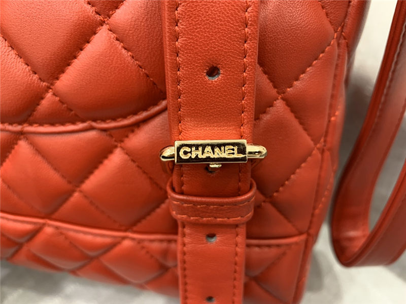 Chanel Medium Backpack Lambskin 91121 Gold-Metal Red High