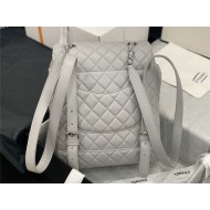 Chanel Medium Backpack Lambskin 91121 Silver-Metal Grey High